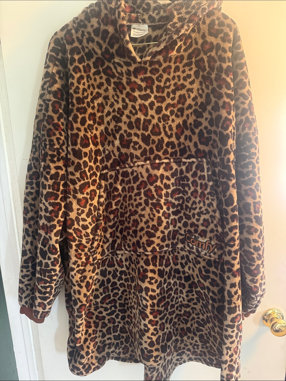 The Comfy Leopard Print Hooded Lounge Poncho One Size Good Condition